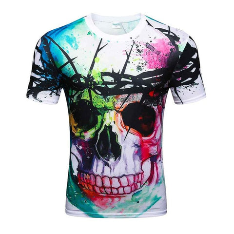 Women and Men Skull 3D Colourful T-Shirt