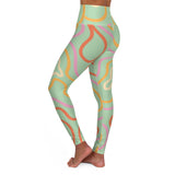 Trendy High Waisted Yoga Leggings - Colorful Abstract Design