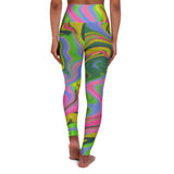 Vibrant High Waisted Yoga Leggings - Colorful Marble Design
