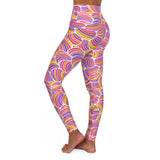 Vibrant High Waisted Yoga Leggings - Colorful Swirl Design