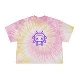 Trendy Women’s Tie-Dye Crop Tee with Cute Robot Design