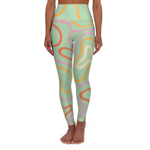 Trendy High Waisted Yoga Leggings - Colorful Abstract Design