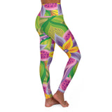 Vibrant High Waisted Yoga Leggings with Floral Design