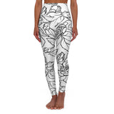 Elegant High Waisted Yoga Leggings with Floral Design