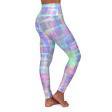 Vibrant High Waisted Yoga Leggings - Multicolor Abstract