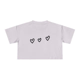 Women's Crop Tee with Heart Design - Casual Love Vibe for Everyday Wear