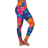 Vibrant Floral High Waisted Yoga Leggings - Colorful Activewear