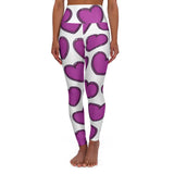 High Waisted Yoga Leggings with Purple Hearts