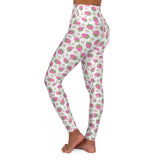 Strawberry Floral High Waisted Yoga Leggings - Comfortable Activewear
