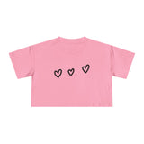 Women's Crop Tee with Heart Design - Casual Love Vibe for Everyday Wear
