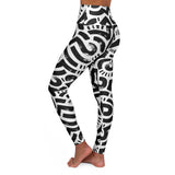 Stylish High Waisted Yoga Leggings - Chic Black & White Design