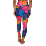 Vibrant Floral High Waisted Yoga Leggings - Colorful Activewear
