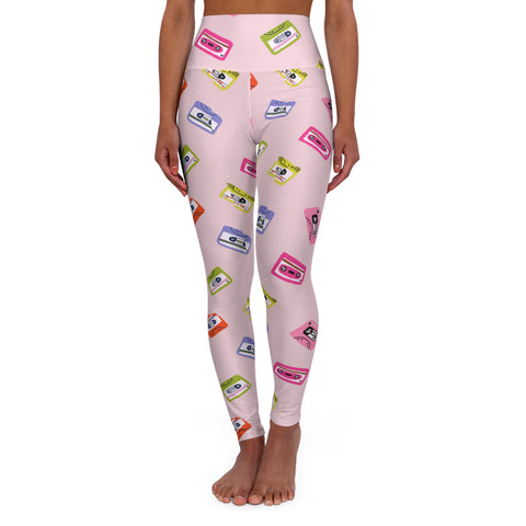 Retro Cassette Tape High Waisted Yoga Leggings