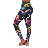 Chic High Waisted Yoga Leggings with Colorful Abstract Design