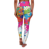Vibrant High Waisted Yoga Leggings - Colorful Splash Design