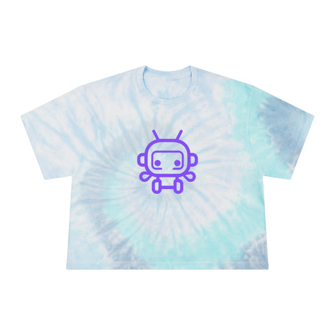 Trendy Women’s Tie-Dye Crop Tee with Cute Robot Design
