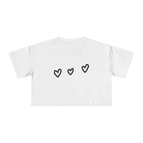 Women's Crop Tee with Heart Design - Casual Love Vibe for Everyday Wear