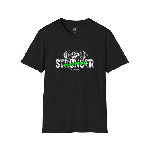 Every Day Stronger Unisex Softstyle T-Shirt - Motivational Gym Tee