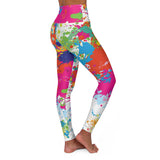Vibrant High Waisted Yoga Leggings - Colorful Splash Design