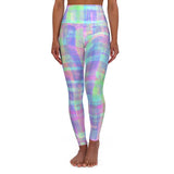 Vibrant High Waisted Yoga Leggings - Multicolor Abstract
