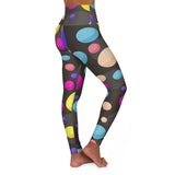 Colorful High Waisted Yoga Leggings - Fun Polka Dot Design