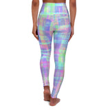 Vibrant High Waisted Yoga Leggings - Multicolor Abstract