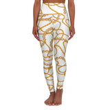 Chic Gold Chain High Waisted Yoga Leggings - Stylish Activewear
