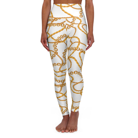 Chic Gold Chain High Waisted Yoga Leggings - Stylish Activewear