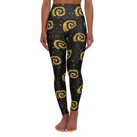 Glittery Spiral High Waisted Yoga Leggings - Stylish Fitness Wear