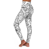 Elegant High Waisted Yoga Leggings with Floral Design