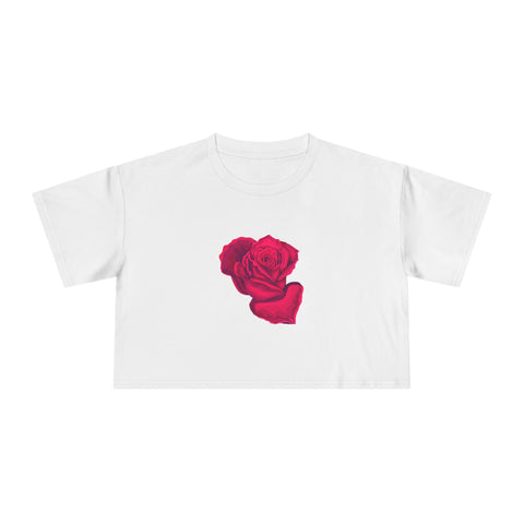 Floral Women's Crop Tee - Rose Design for Everyday Style
