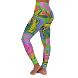 Vibrant High Waisted Yoga Leggings - Colorful Marble Design