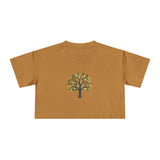Eco-Friendly Women's Crop Tee with Tree Design - Perfect for Nature Lovers