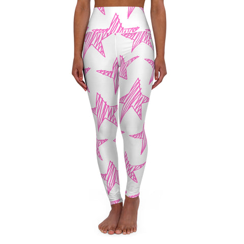 Pink Stars High Waisted Yoga Leggings (AOP)