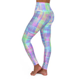 Vibrant High Waisted Yoga Leggings - Multicolor Abstract