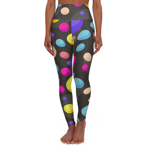 Colorful High Waisted Yoga Leggings - Fun Polka Dot Design