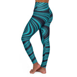 Swirling Blue High Waisted Yoga Leggings - Ultimate Comfort