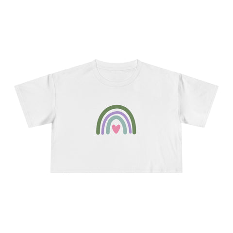 Women's Crop Tee - Rainbow Heart Design