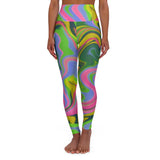 Vibrant High Waisted Yoga Leggings - Colorful Marble Design