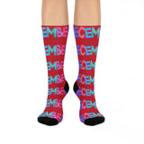Playful December Cushioned Crew Socks - Perfect for Holiday Cheer!