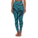 Swirling Blue High Waisted Yoga Leggings - Ultimate Comfort