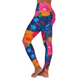 Vibrant Floral High Waisted Yoga Leggings - Colorful Activewear