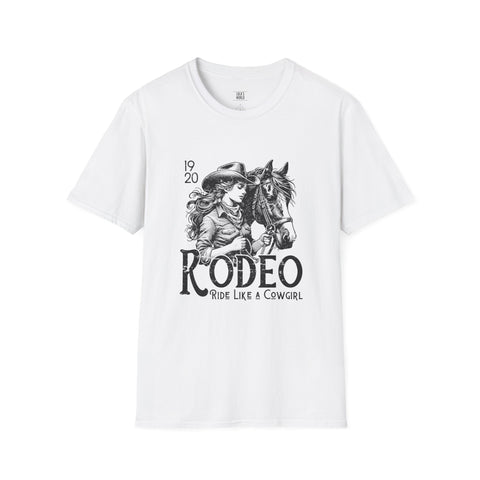 Unisex Softstyle T-Shirt - Rodeo Cowgirl Graphic Tee | Perfect for Country Lovers & Rodeo Events