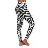 Stylish High Waisted Yoga Leggings - Chic Black & White Design