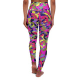 Vibrant High Waisted Yoga Leggings - Multicolored Abstract