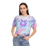 Trendy Women’s Tie-Dye Crop Tee with Cute Robot Design