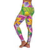 Vibrant High Waisted Yoga Leggings with Floral Design