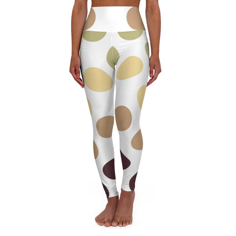 Stylish High Waisted Yoga Leggings - Polka Dot Pattern