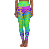 Vibrant High Waisted Yoga Leggings - Colorful Leopard Print