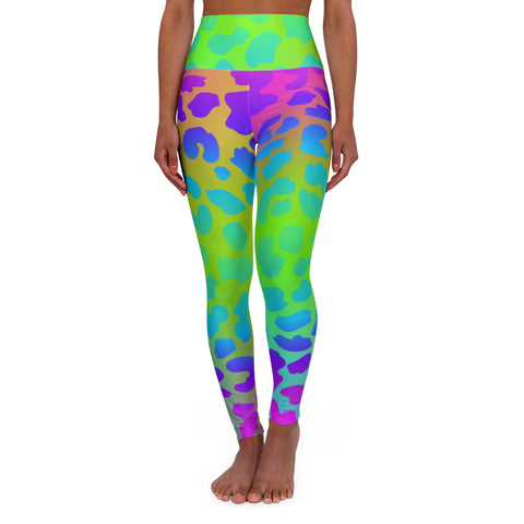 Vibrant High Waisted Yoga Leggings - Colorful Leopard Print